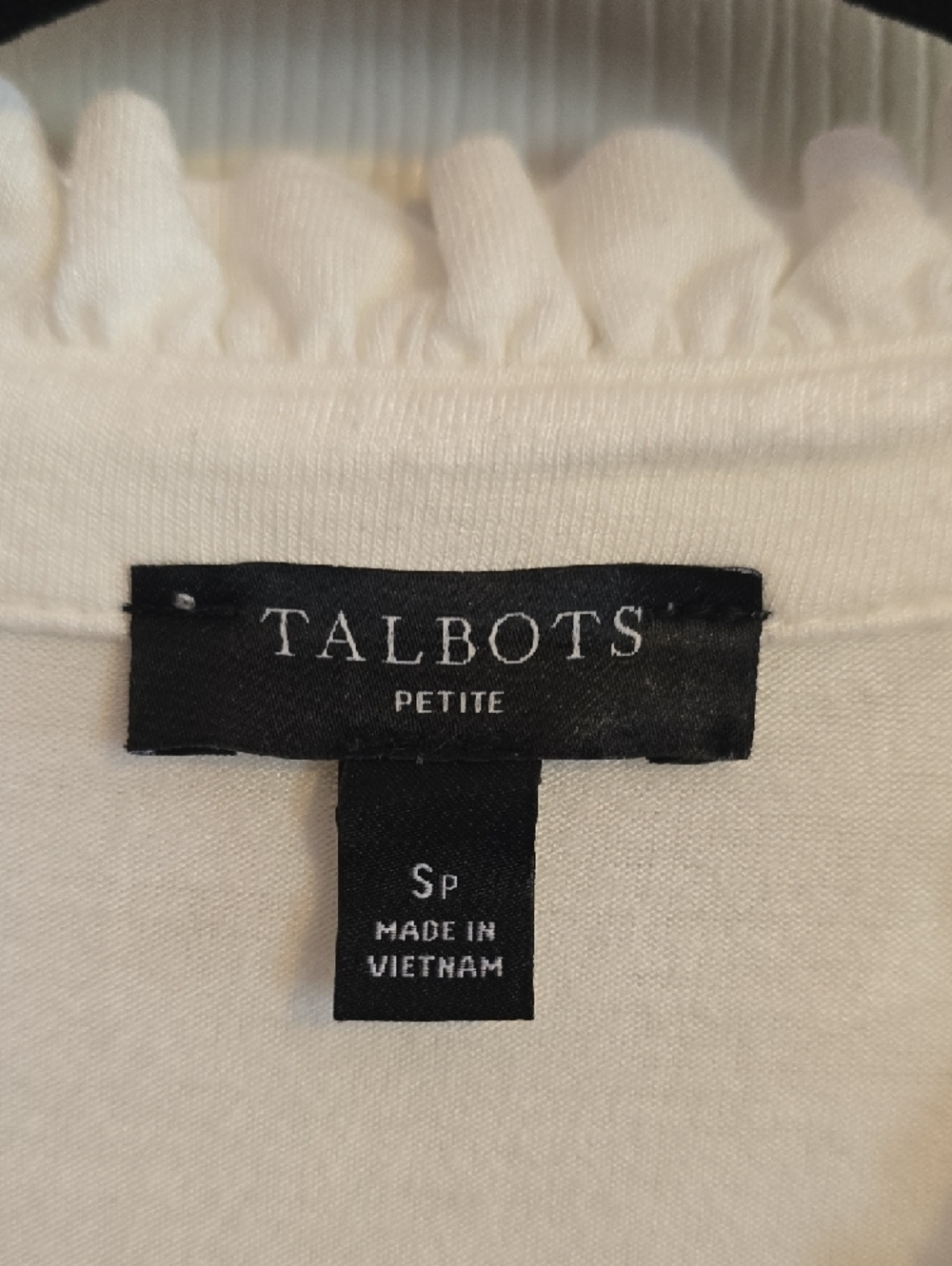 Talbots White Ruffle Henley Long Sleeve Top - Picture 2 of 4
